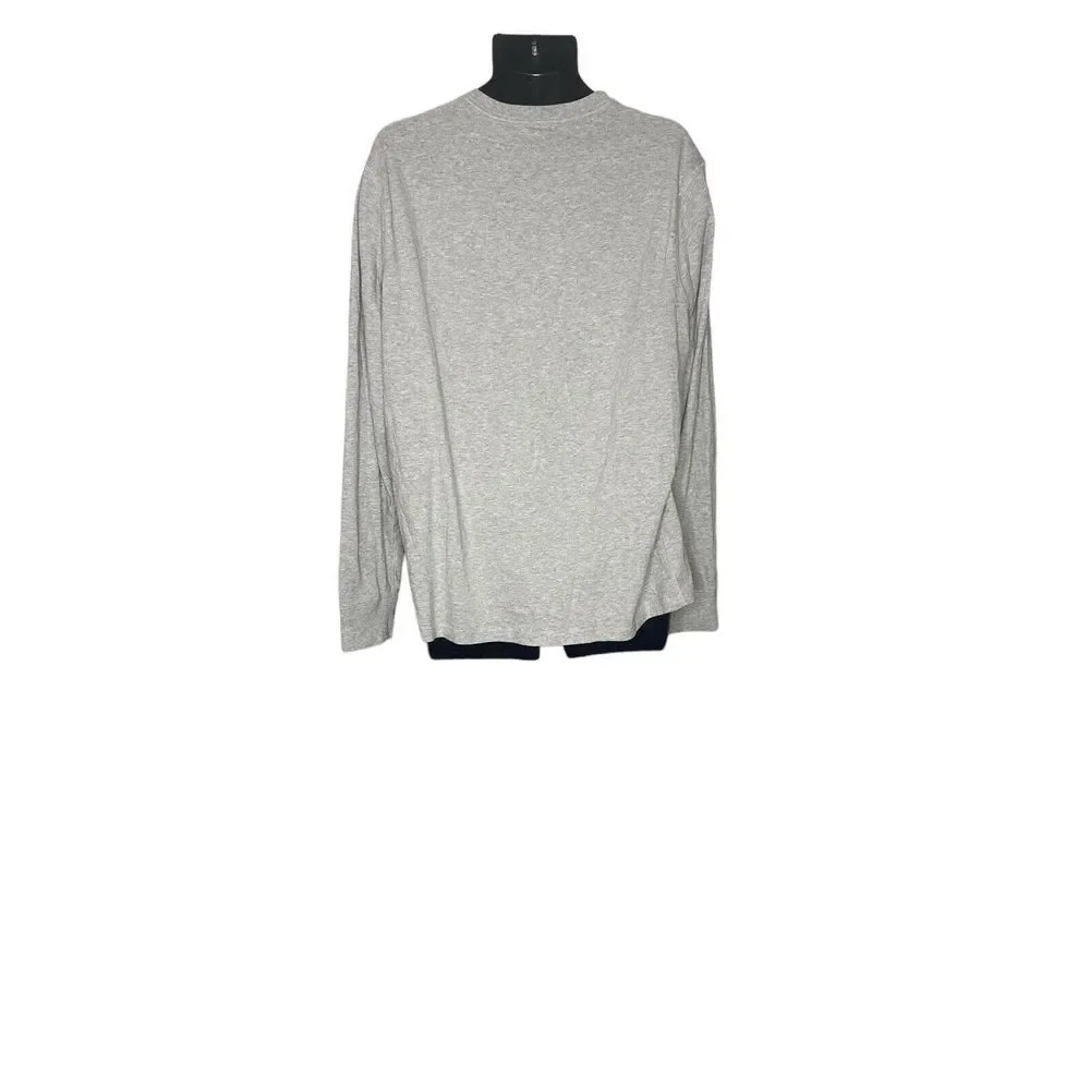 J.CREW Mens Jersey Henley with Plaid Lining Long Sleeve Gray‎ Size XL